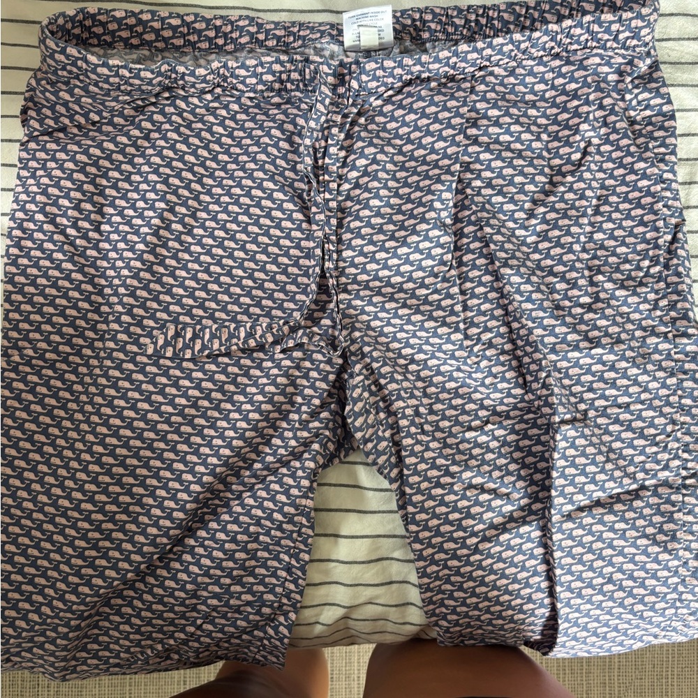 Vineyard Vines Blue and Pink Whale Pajama Shorts